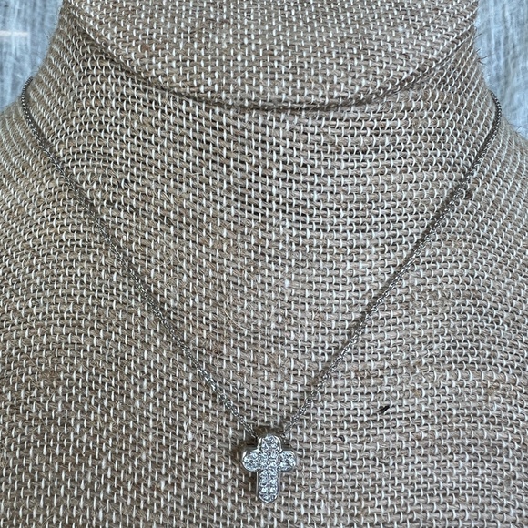 18K Gold Diamond Puffy Cross Necklace | Brilliant Pavé Pendant on 16" Chain VTG - Picture 8 of 16